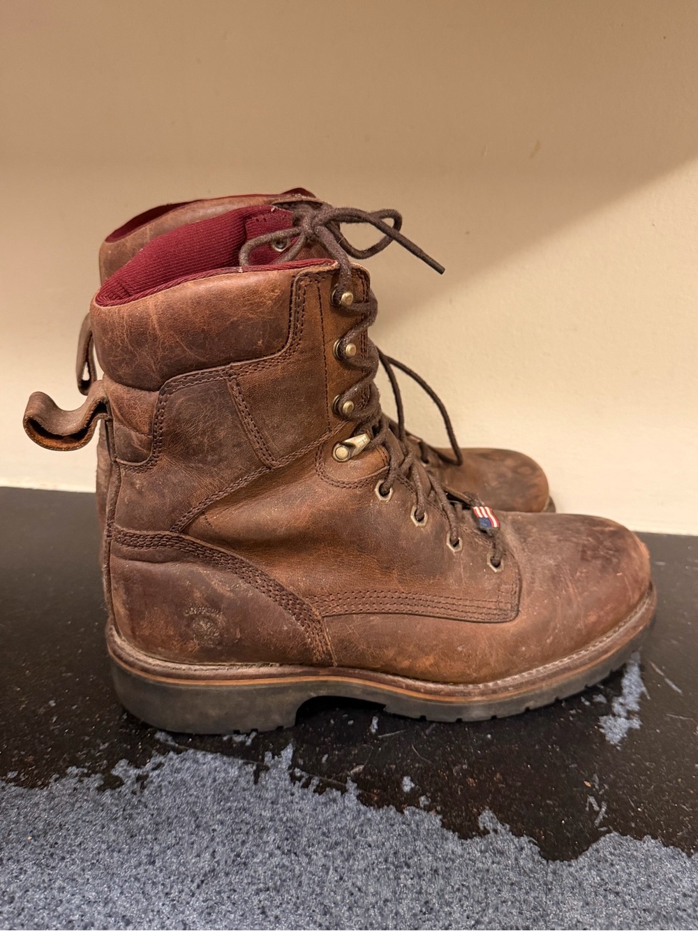 Chippewa Dark Brown Leather Lace-Up Logging Boots Size 10 - Picture 2 of 5